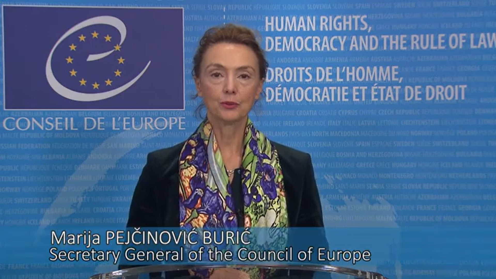 la secrétaire générale du Conseil, Marija Pejčinović Burić